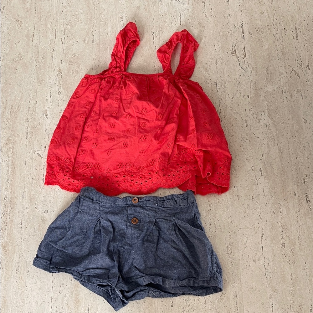 Bundle / lot Tahari Vibrant Red Sleeveless Top with shorts outfit